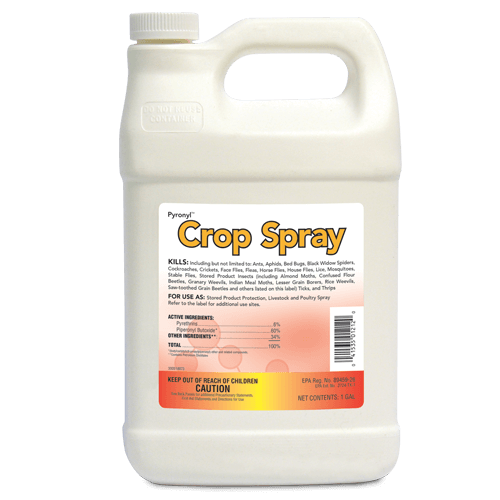 A white jug of Pyronyl™ Crop Spray with a red and orange colored logo.